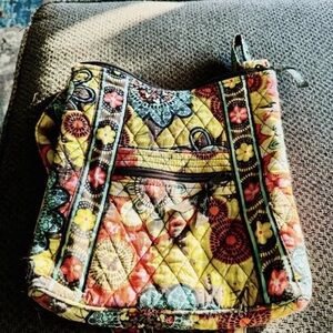 Vera Bradley/Disney Multicolor Floral and hidden Mickey’s quilted Crossbody Bag